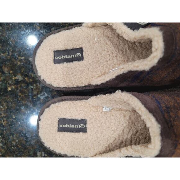 Cobian Mule Clogs Men's Size 11 Brown Striped Faux Fur Lined Round Toe Slip On - Picture 3 of 12